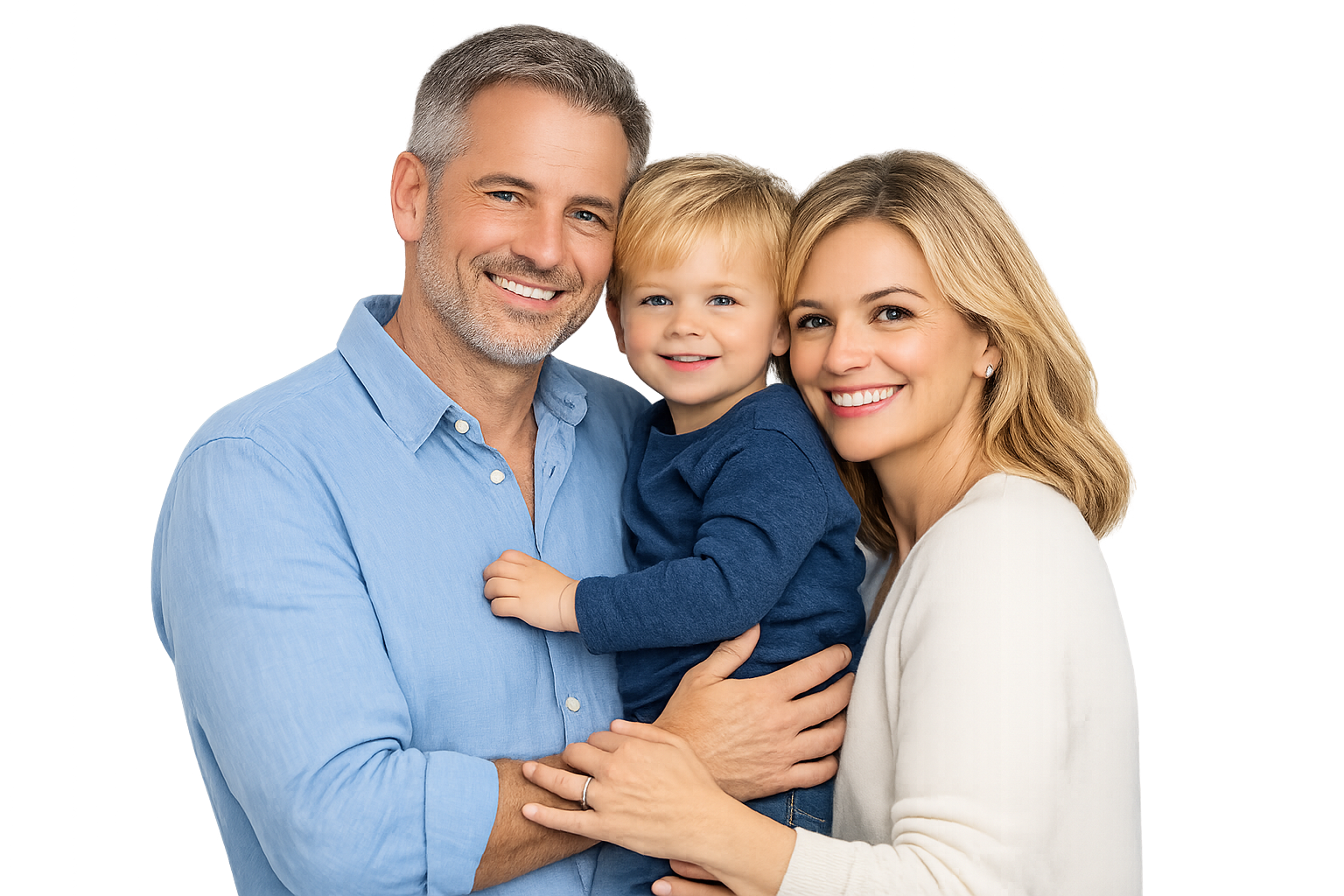 Apuka és anyuka kezükben a kisfiukkal